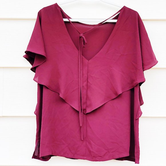 LOFT flowy maroon blouse - Picture 2 of 6